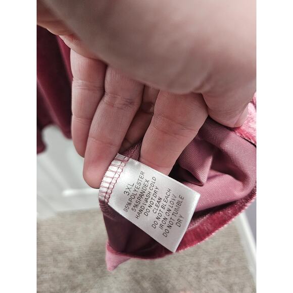 Davi & Dani 3X Mauve Pink Velvet Babydoll Dress Empire Waist Soft Stretch - Picture 3 of 6